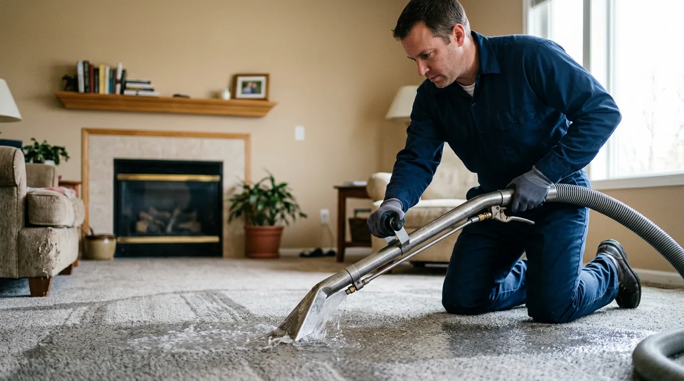 Water damage restoration technician working near Campbell, NE